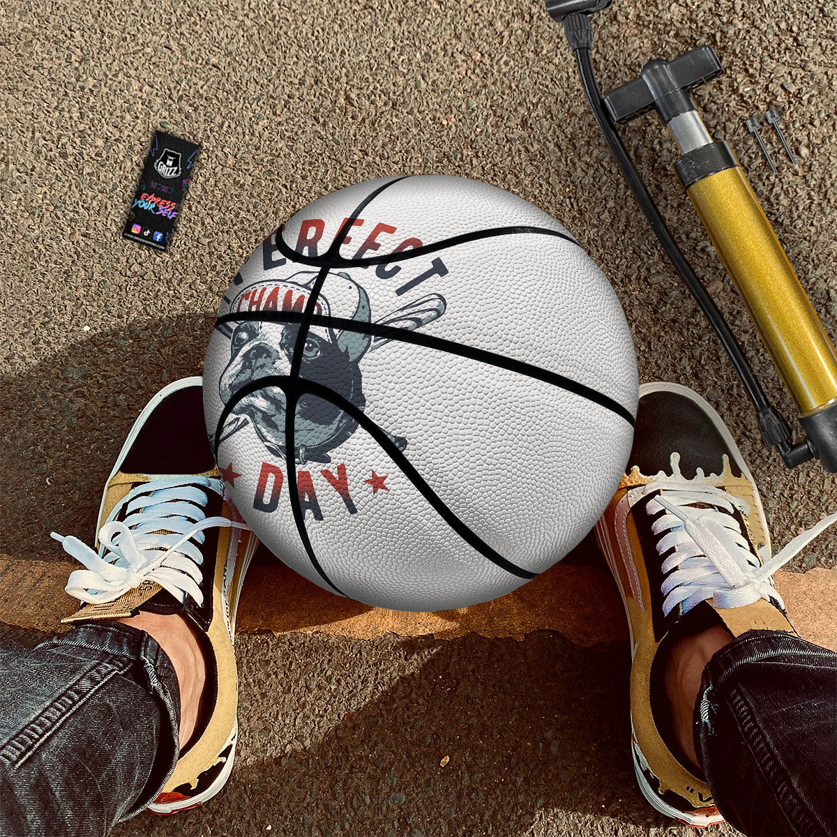 Puppy French Bulldog And Baseball Print Basketball - Image 2