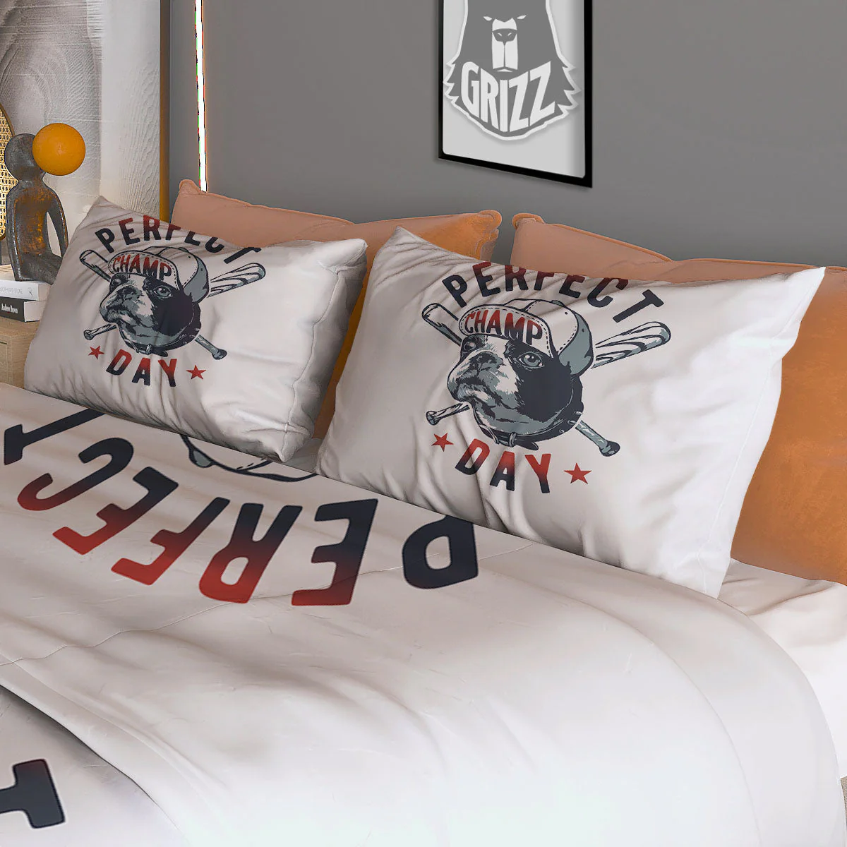 Puppy French Bulldog And Baseball Print Duvet Cover Bedding Set - Image 3