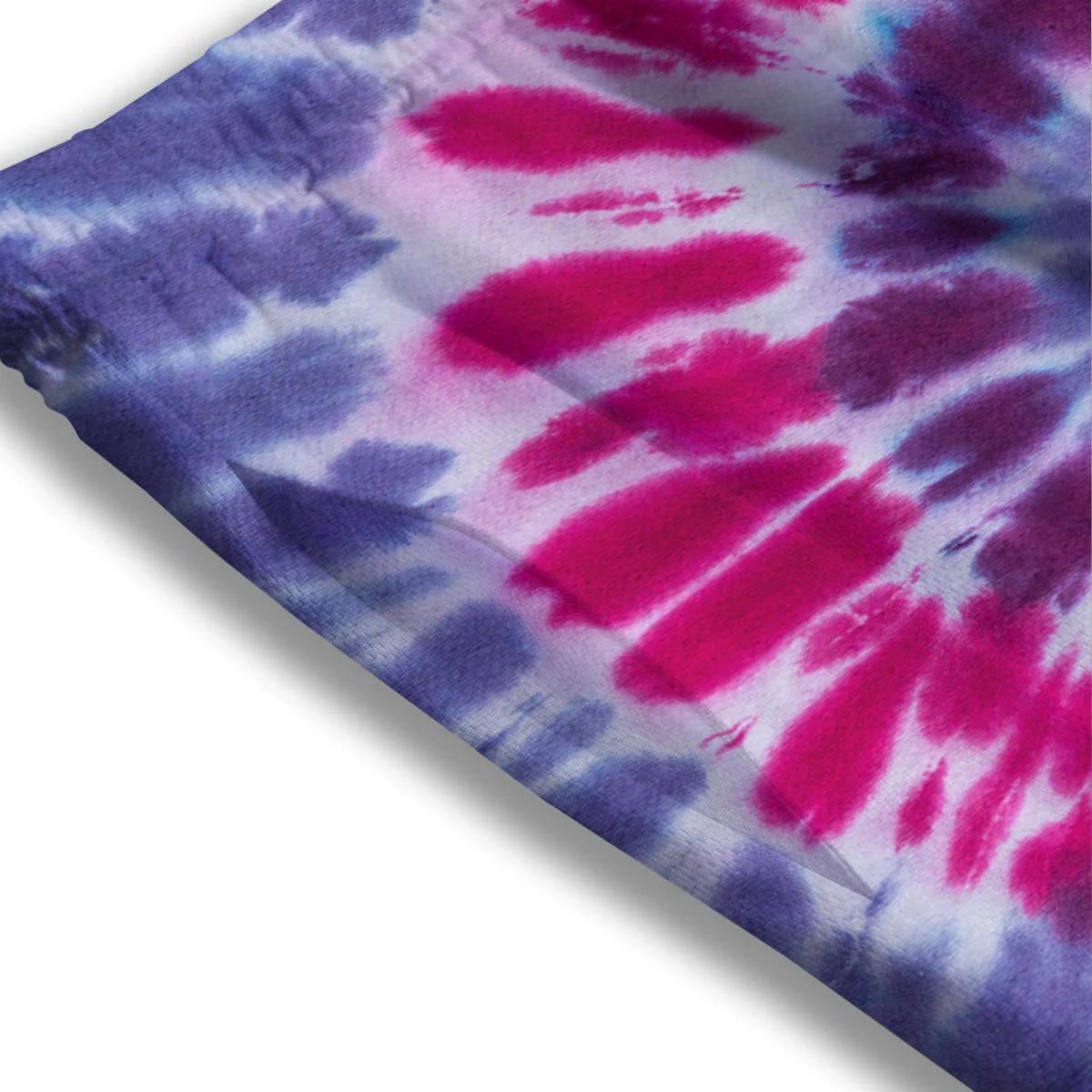 Purple And Blue Tie Dye Spiral Print Mesh Shorts - Image 3