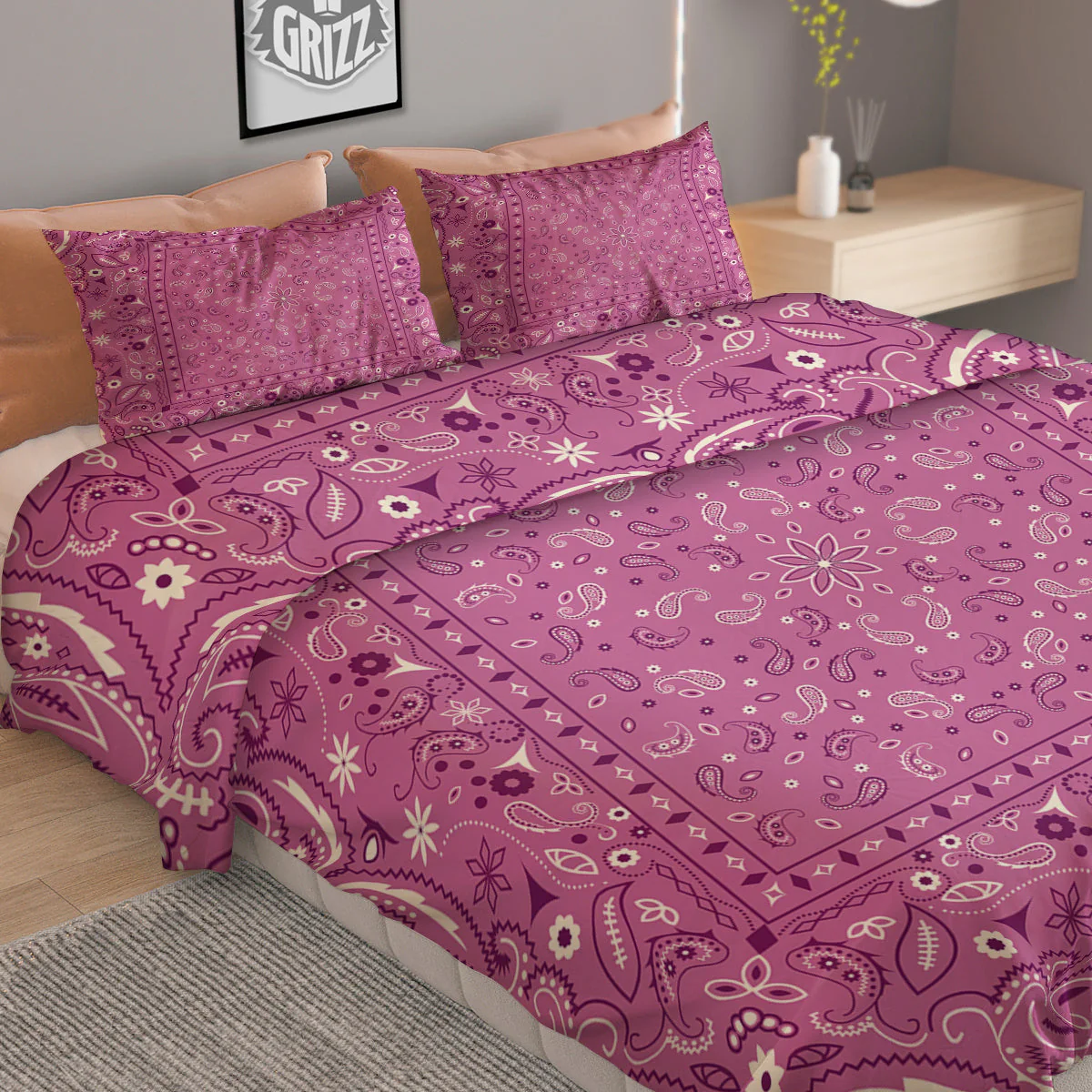 Purple Bandana Print Duvet Cover Bedding Set - Image 2