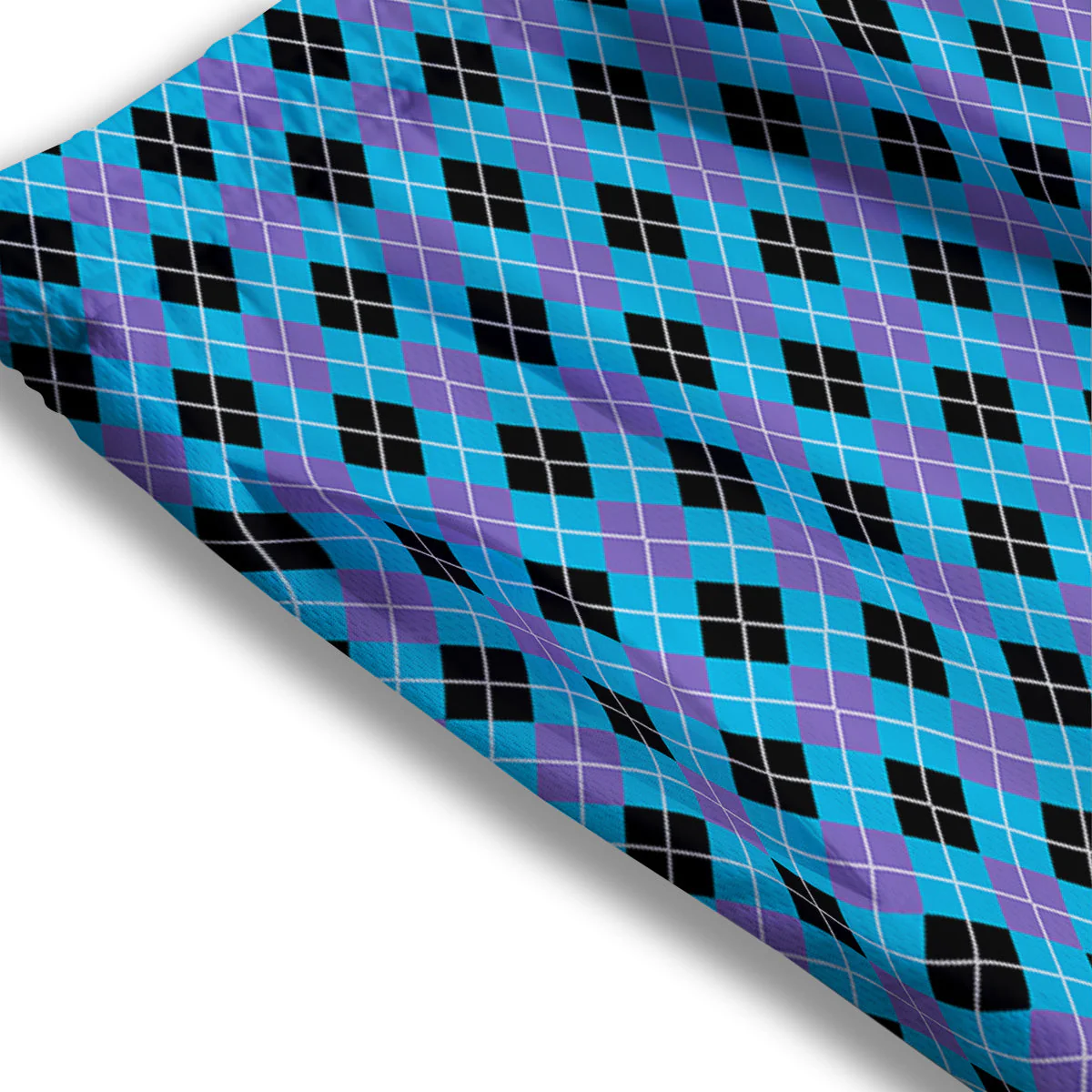 Purple Black And Blue Argyle Print Mesh Shorts - Image 3