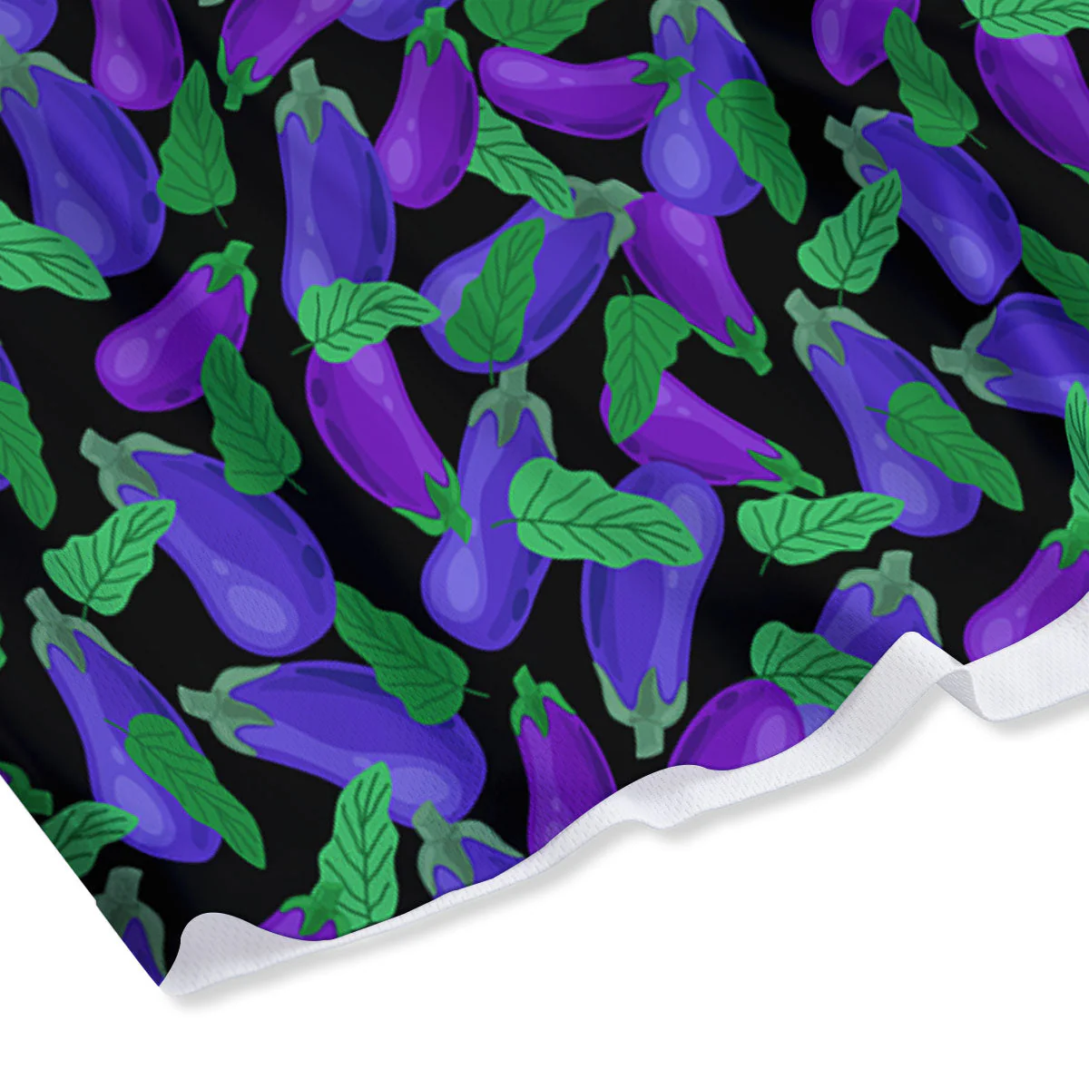 Purple Eggplant Print Pattern Mesh Shorts - Image 4