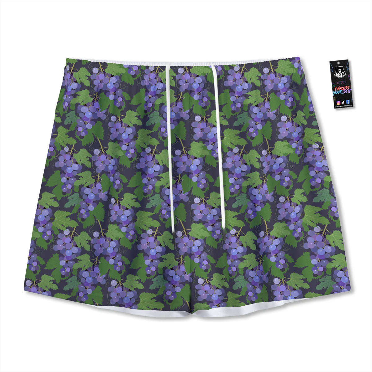 Purple Grapes Print Pattern Mesh Shorts