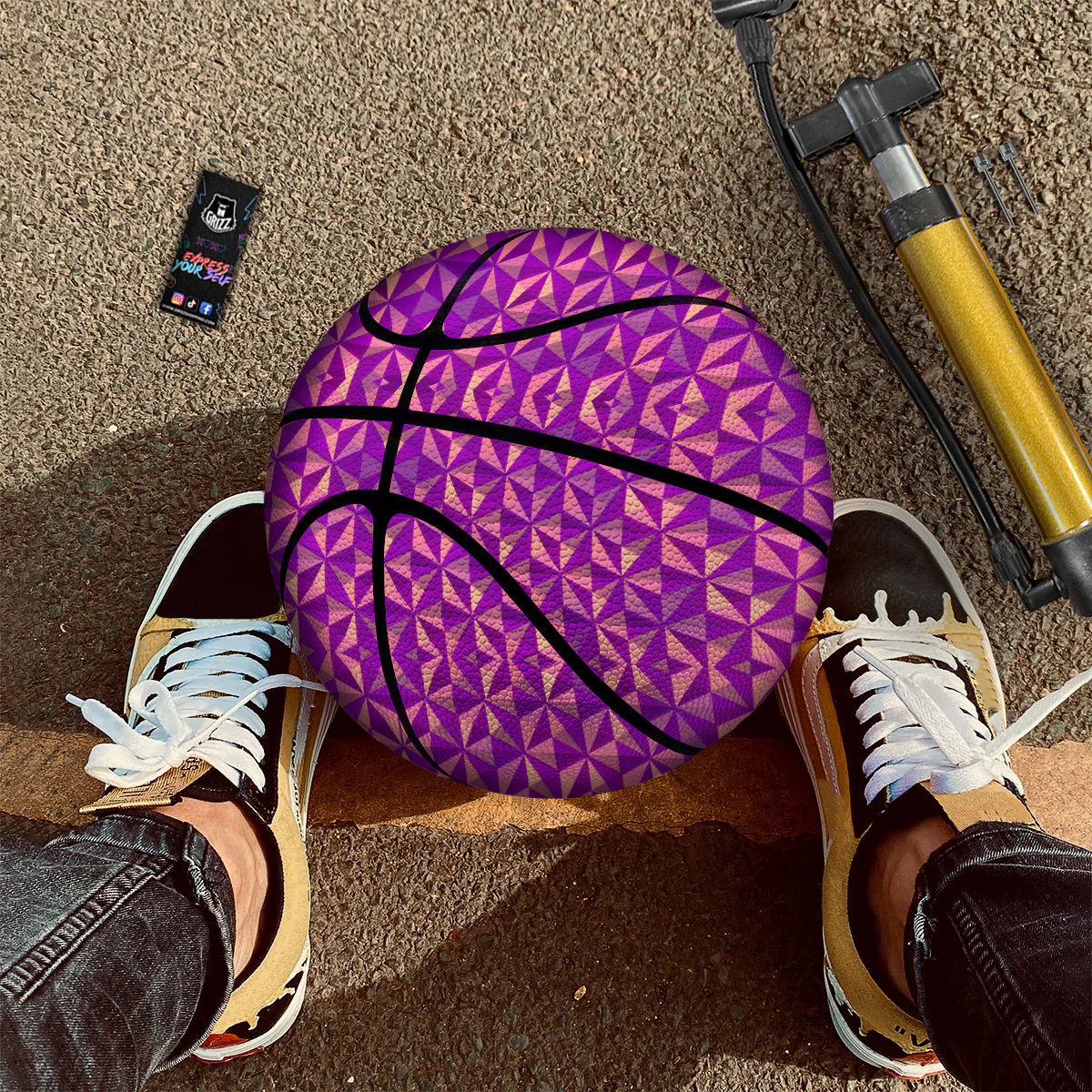 Purple Hexagonal Shape Print Pattern Basketball - Image 2