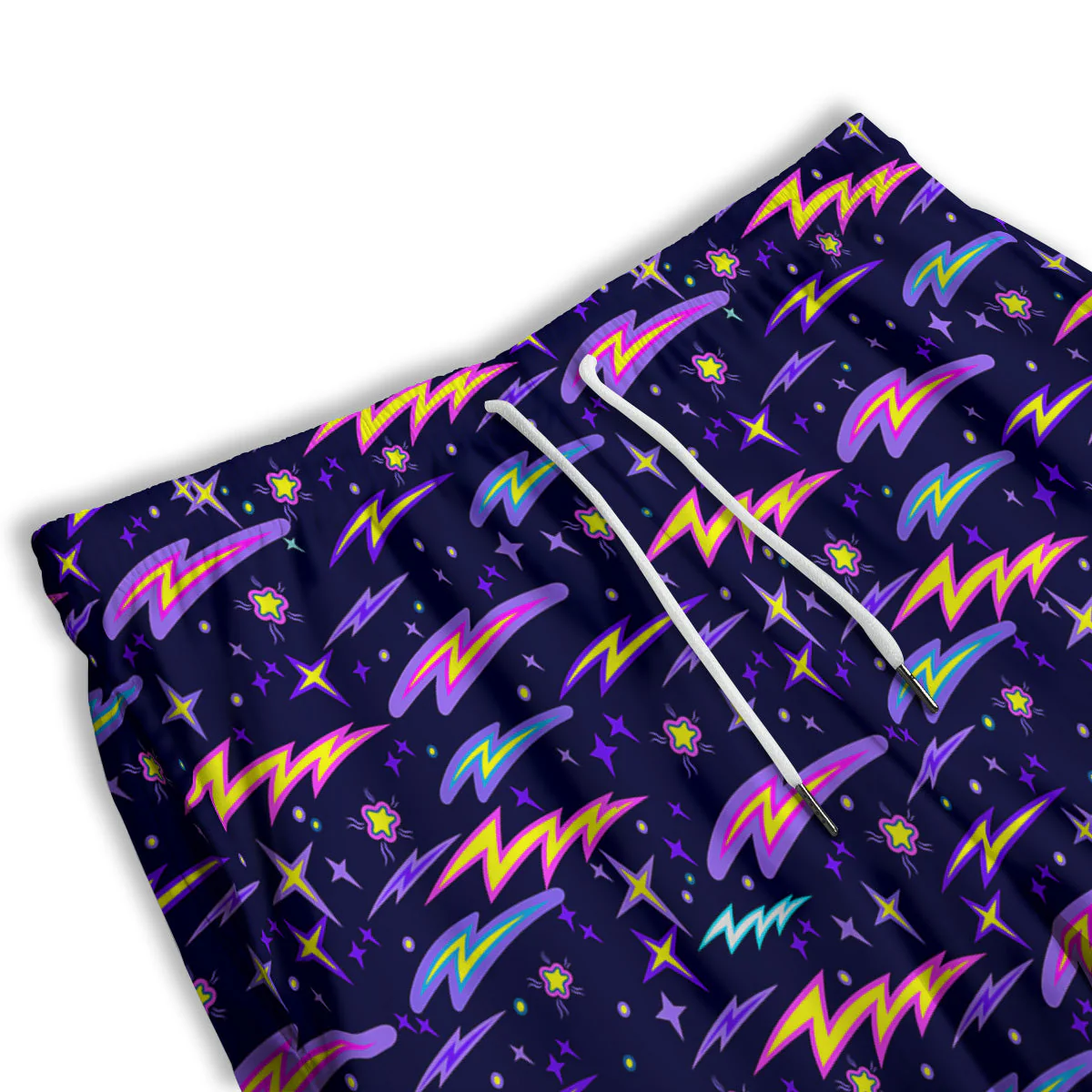 Purple Lightning Flashes Print Pattern Men's Athletic Shorts - Image 3