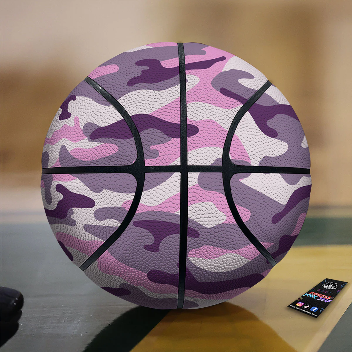 Purple Pink And Grey Camouflage Print Basketball