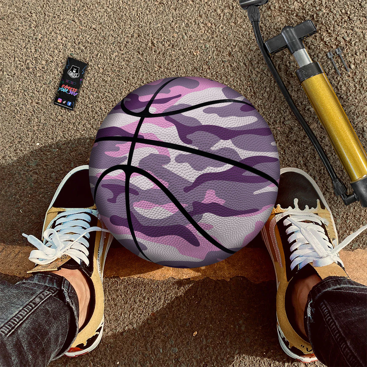 Purple Pink And Grey Camouflage Print Basketball - Image 2