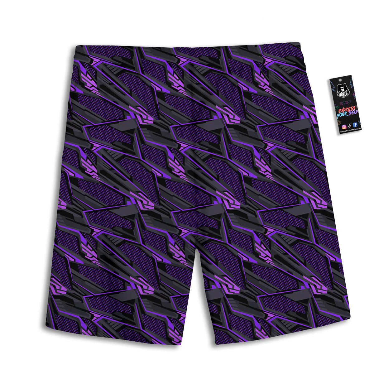 Purple Polygonal Shapes Print Men's Athletic Shorts - Image 2