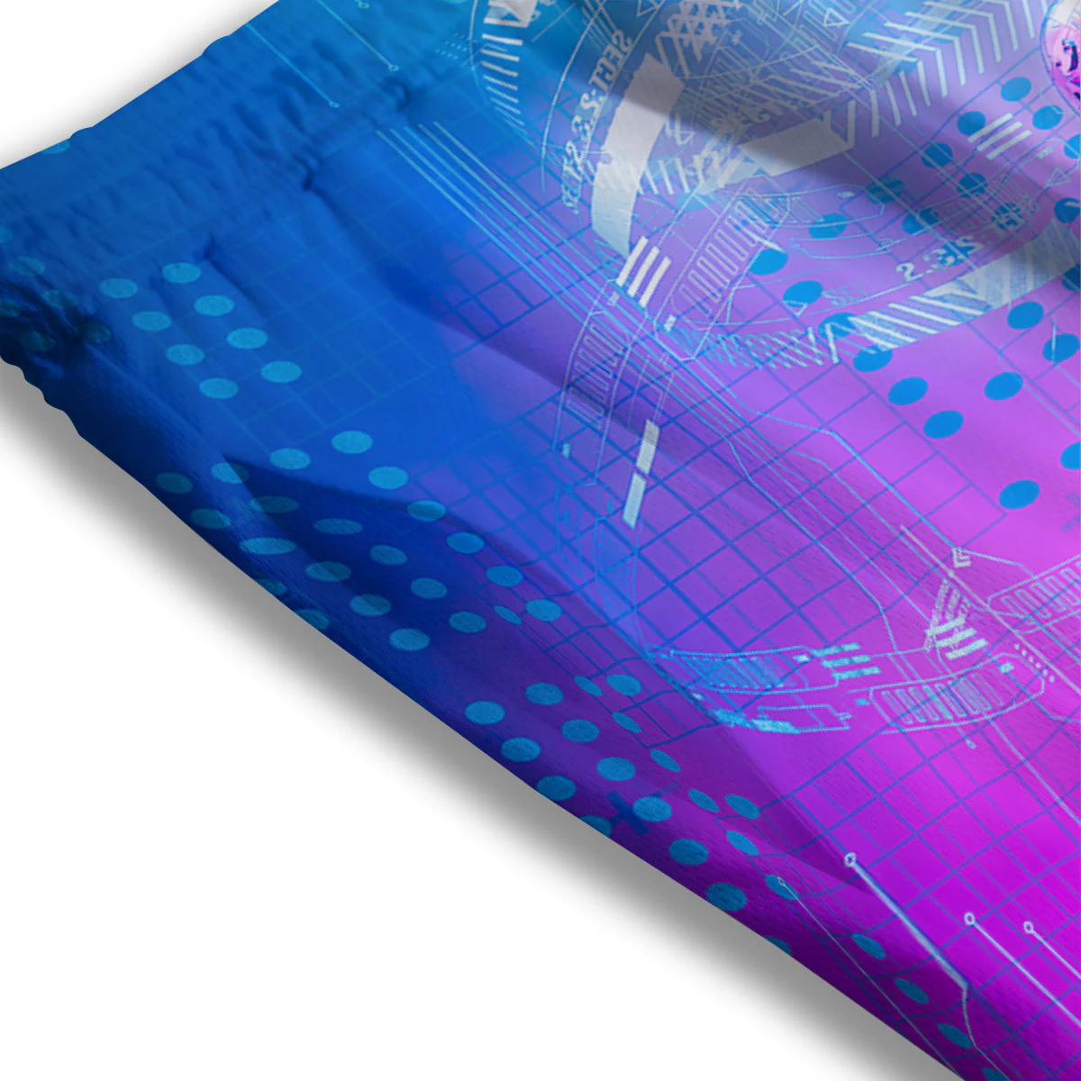 Purple Skeleton Cyber Print Mesh Shorts - Image 3