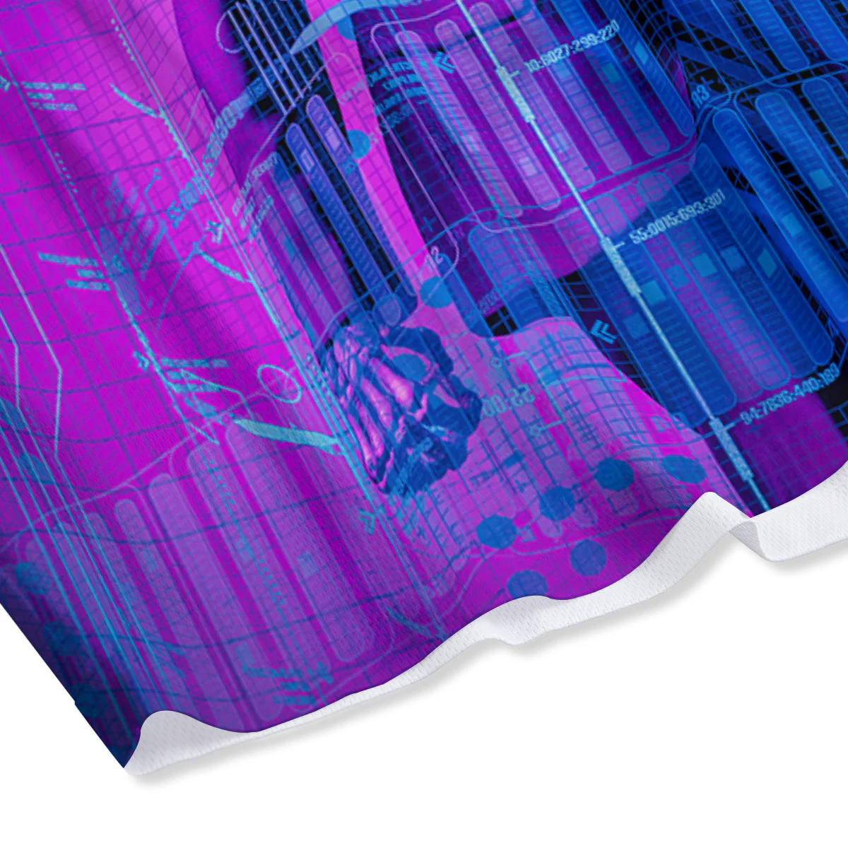 Purple Skeleton Cyber Print Mesh Shorts - Image 4