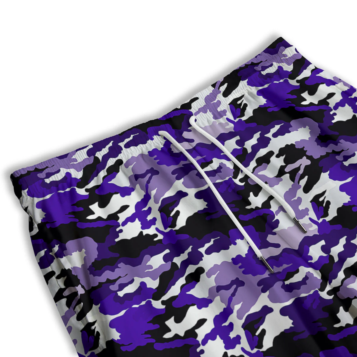 Purple White Abstract Camouflage Print Men's Athletic Shorts - Image 3