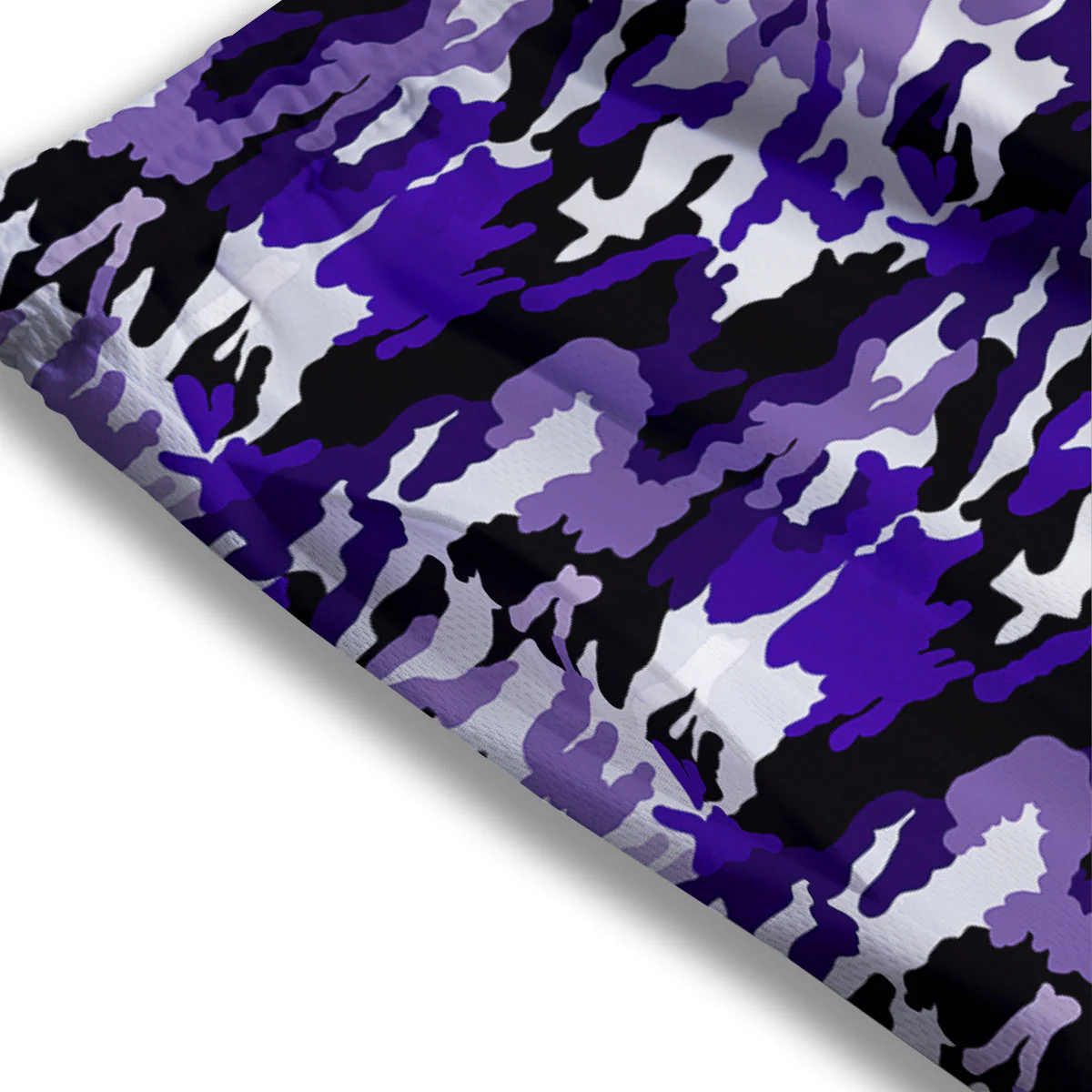 Purple White Abstract Camouflage Print Mesh Shorts - Image 3