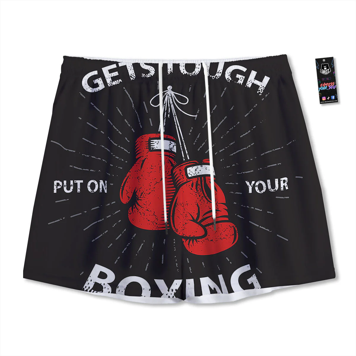 Put On Your Boxing Gloves Print Mesh Shorts