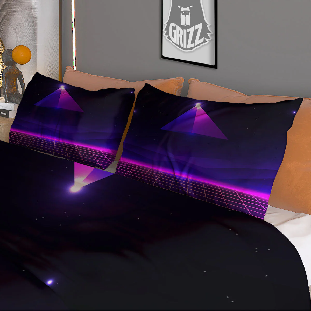 Pyramid Cloud Purple Print Duvet Cover Bedding Set - Image 3