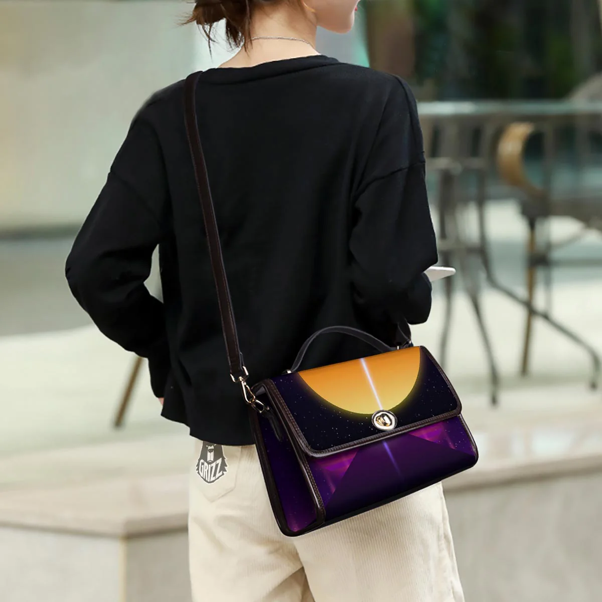 Pyramid Synthwave Print Women's Satchel Bag - Image 3