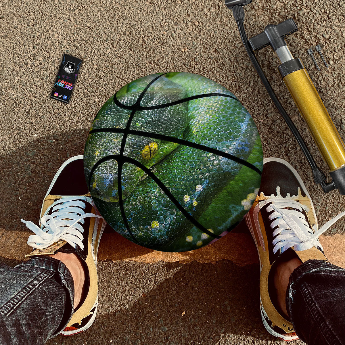Python Snake Green Reticulated Print Basketball - Image 2