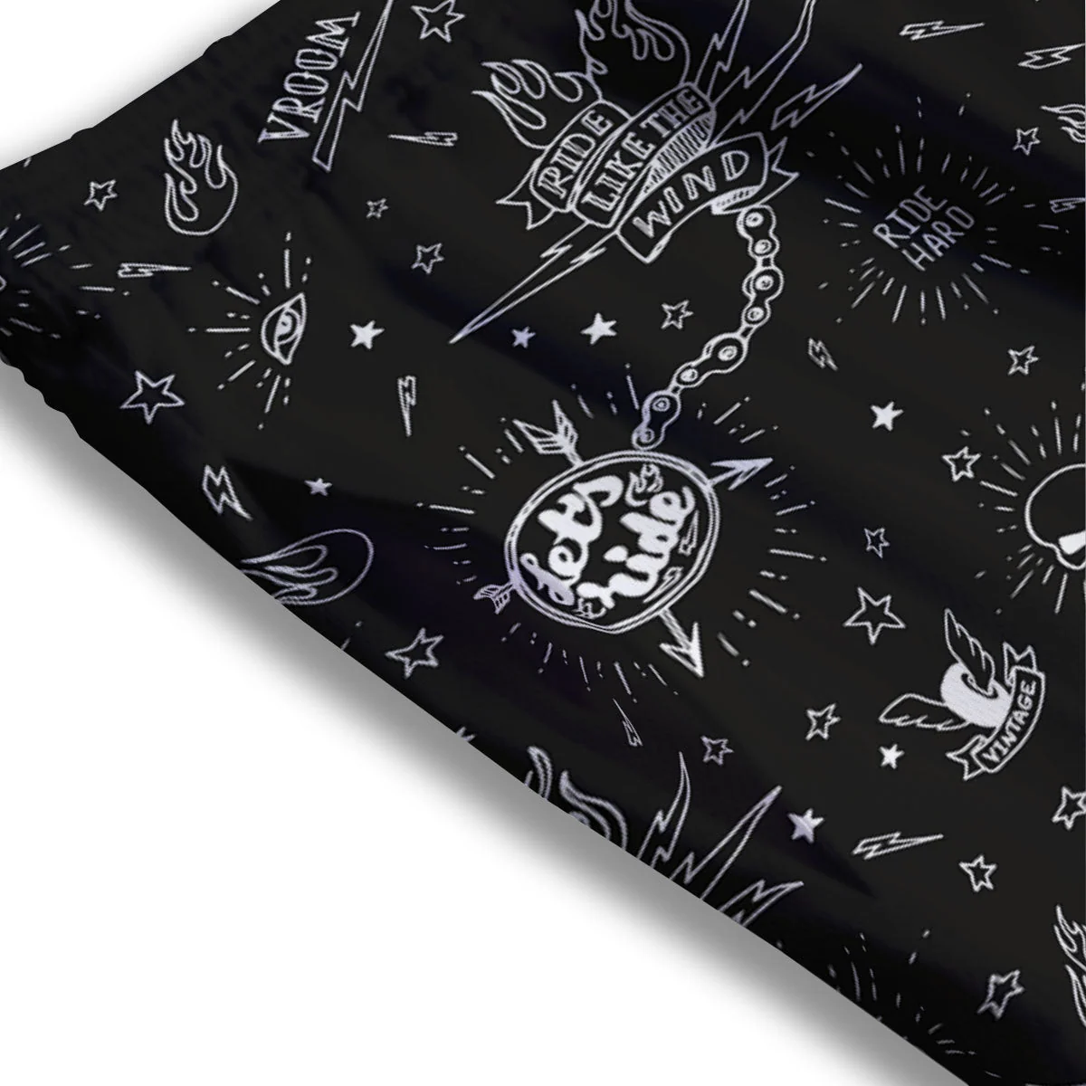 Quote Motorcycle Print Pattern Mesh Shorts - Image 3