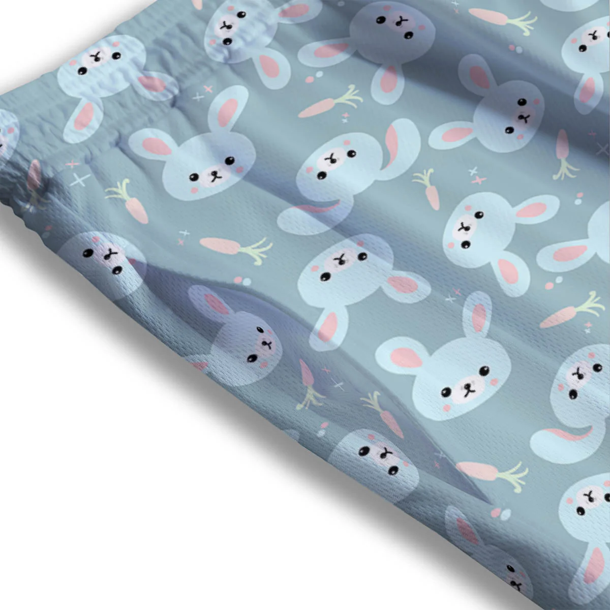 Rabbit And Carrot Print Pattern Mesh Shorts - Image 3