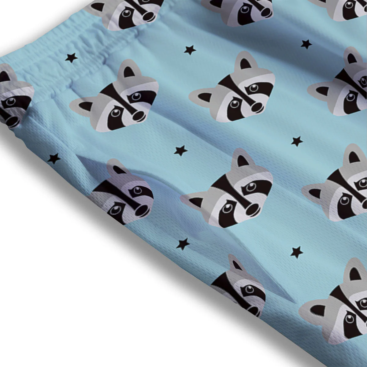 Raccoon Cartoon Print Pattern Mesh Shorts - Image 3