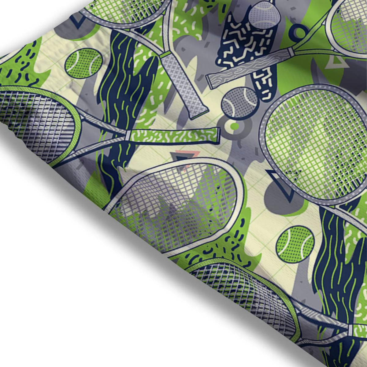 Racket And Tennis Ball Print Pattern Mesh Shorts - Image 3