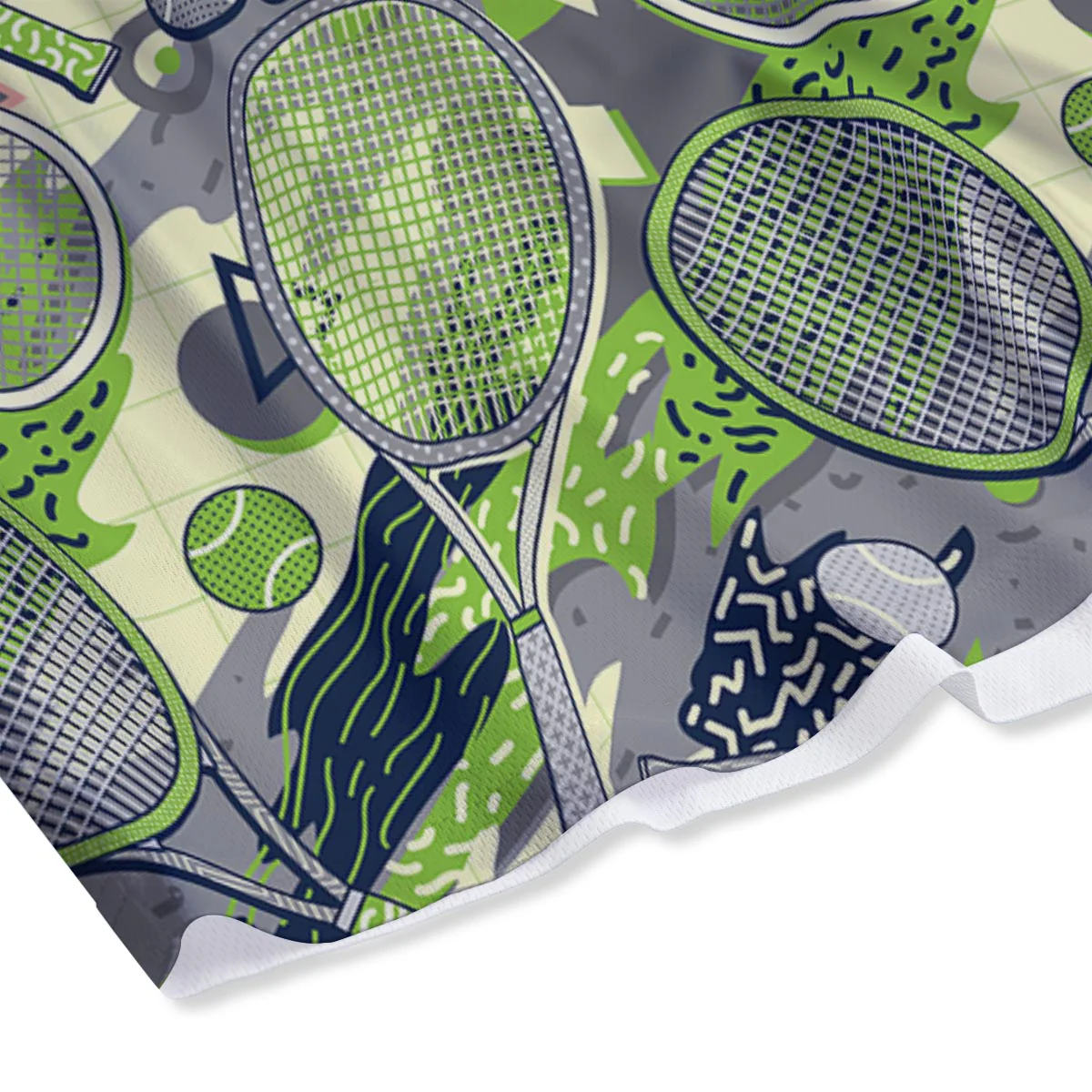 Racket And Tennis Ball Print Pattern Mesh Shorts - Image 4