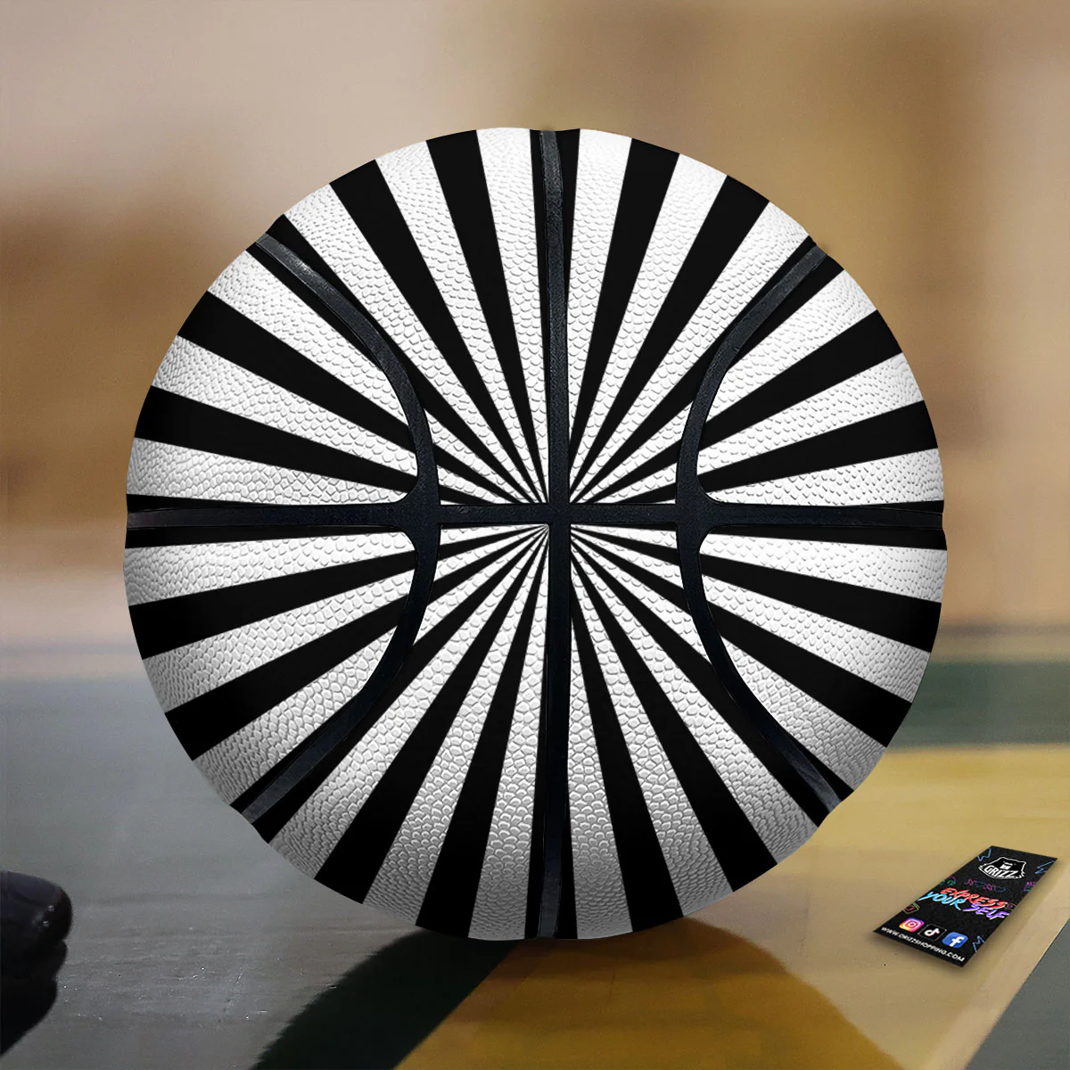 Radial Rays White And Black Print Basketball