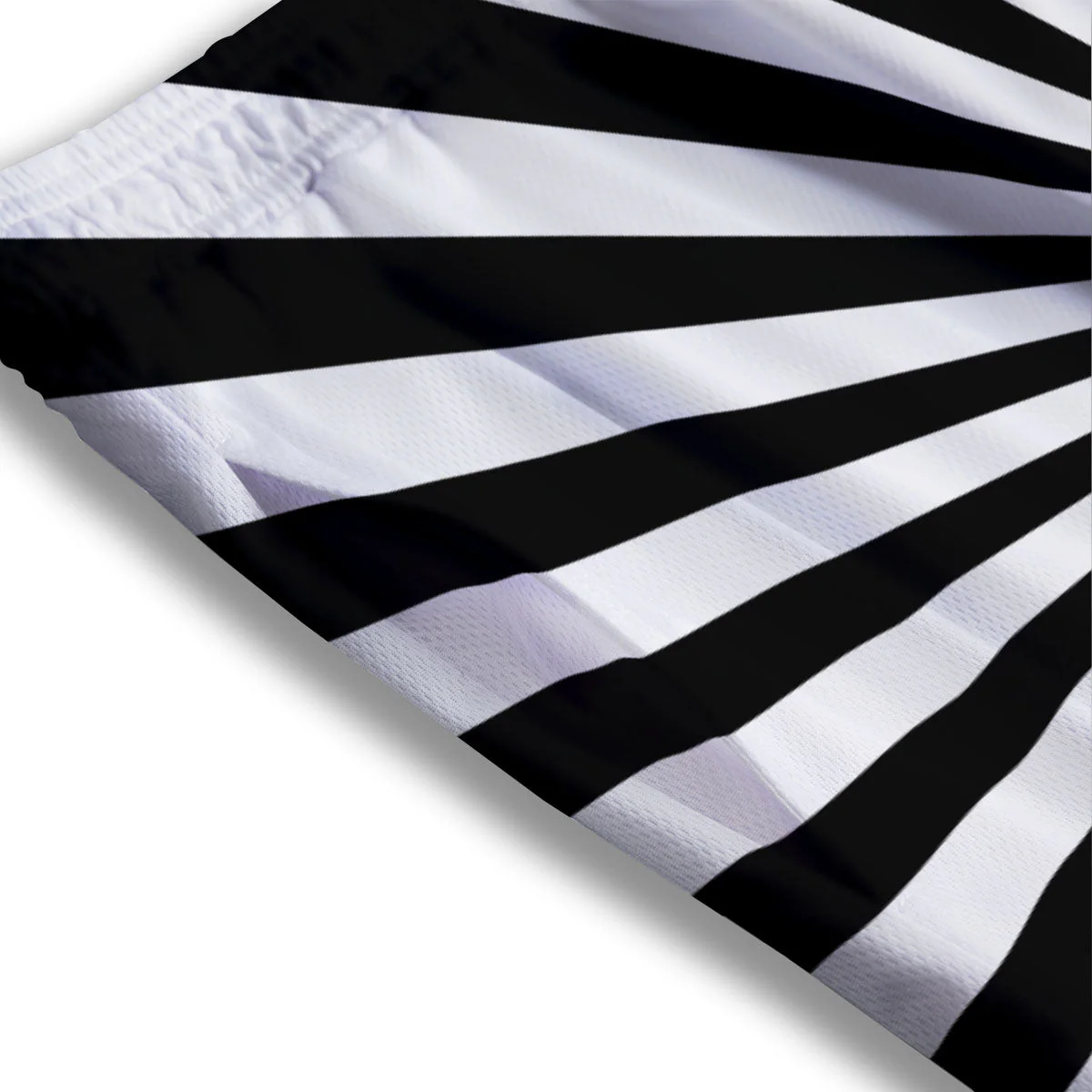 Radial Rays White And Black Print Mesh Shorts - Image 3