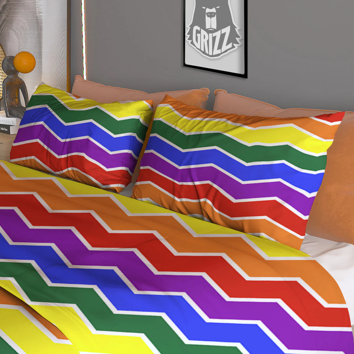 Rainbow Chevron LGBT Pride Print Pattern Duvet Cover Bedding Set - Image 3