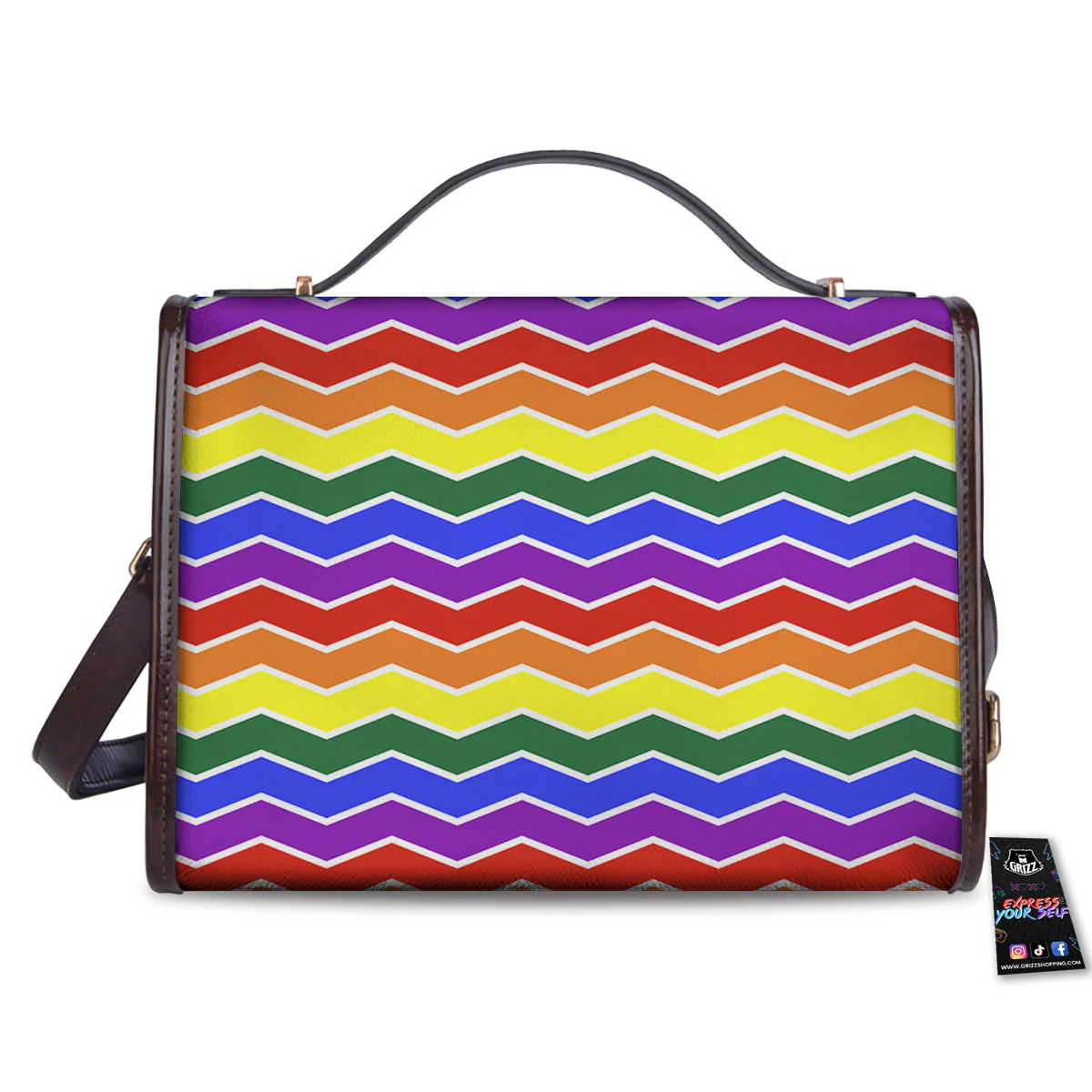 Rainbow Chevron LGBT Pride Print Pattern Women's Satchel Bag - Image 2