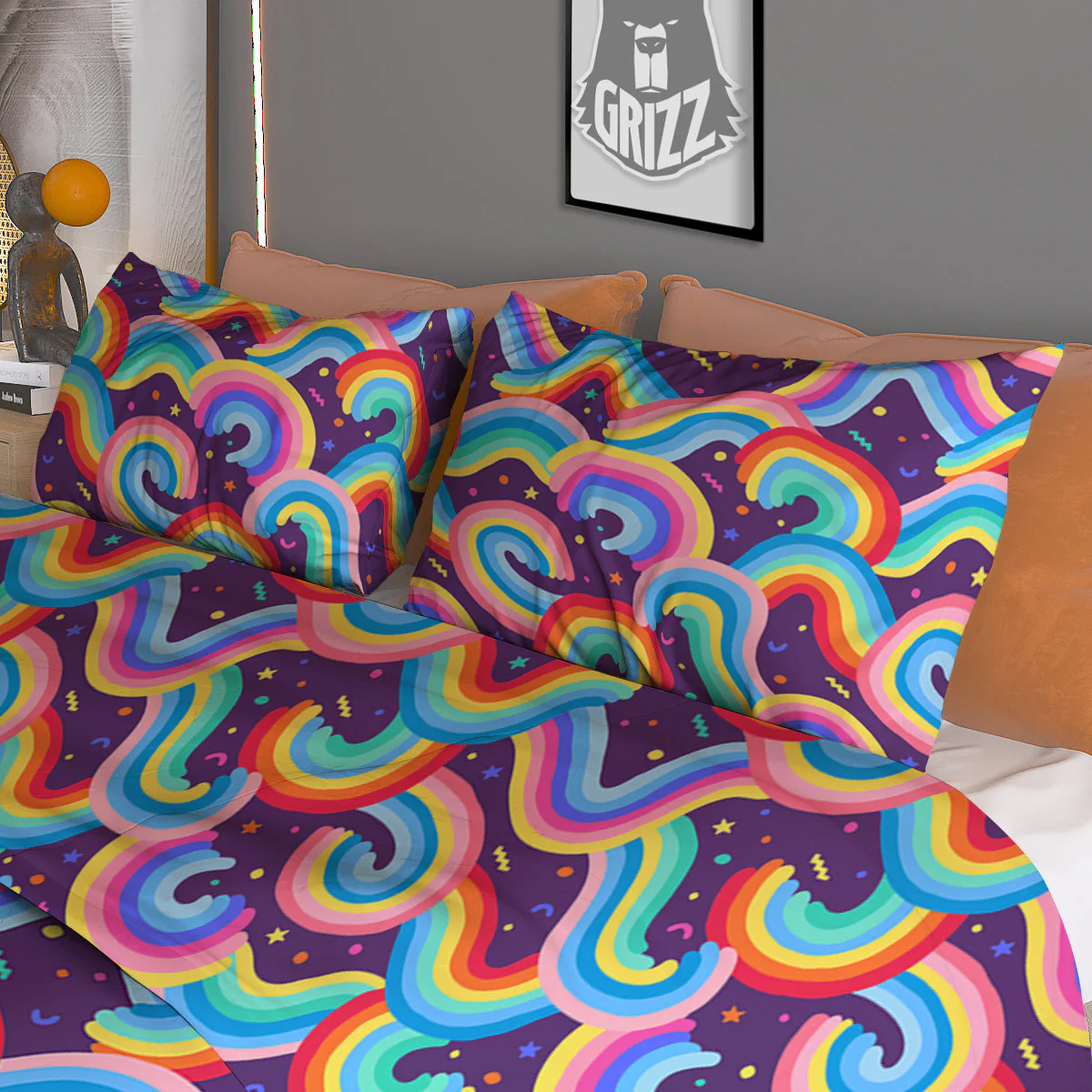 Rainbow Colorful Cute Print Pattern Duvet Cover Bedding Set - Image 3