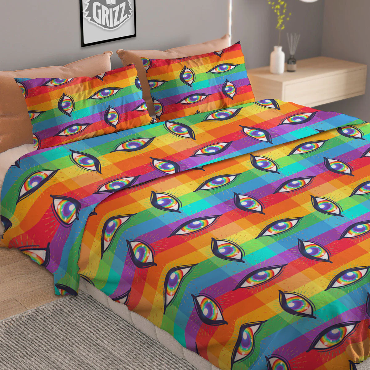 Rainbow Eyes LGBT Pride Print Pattern Duvet Cover Bedding Set - Image 2