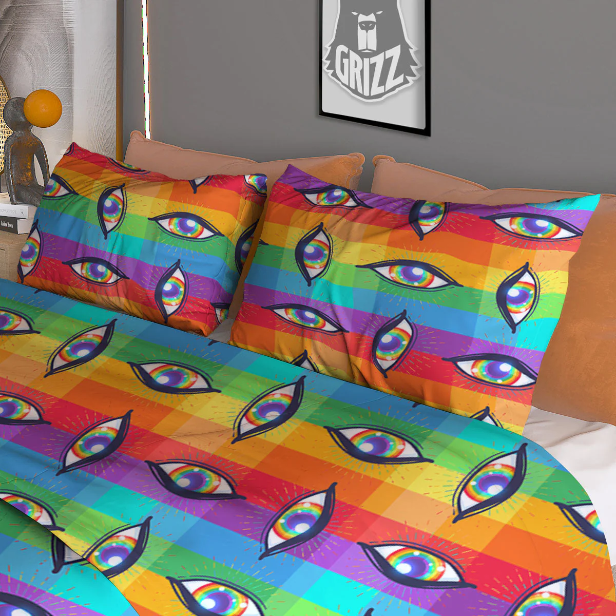 Rainbow Eyes LGBT Pride Print Pattern Duvet Cover Bedding Set - Image 3