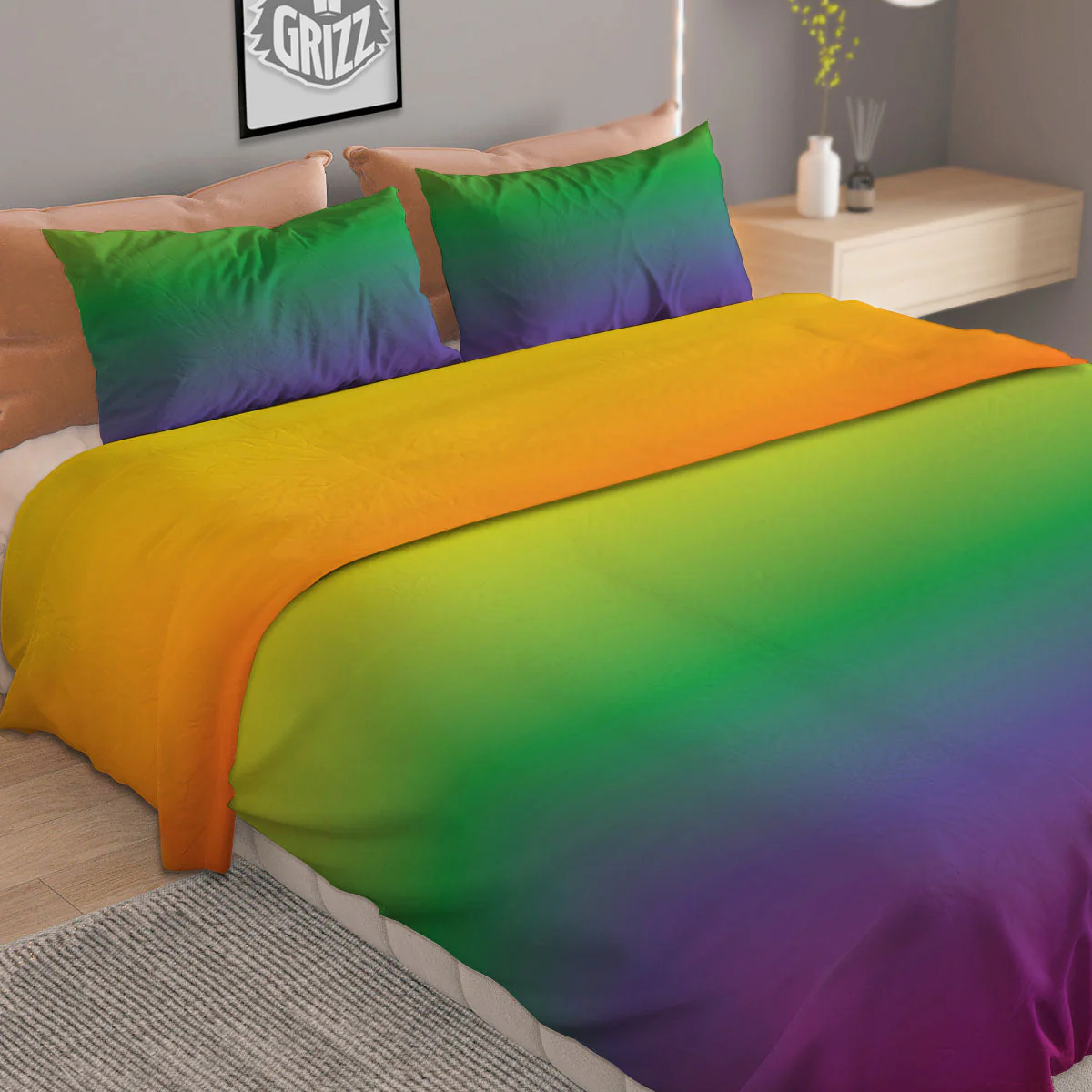 Rainbow Gradient LGBT Pride Print Duvet Cover Bedding Set - Image 2