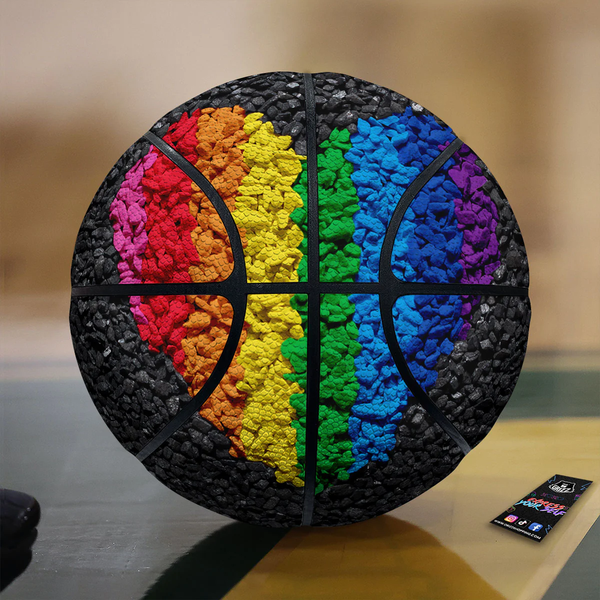 Rainbow Heart Stones LGBT Pride Print Basketball