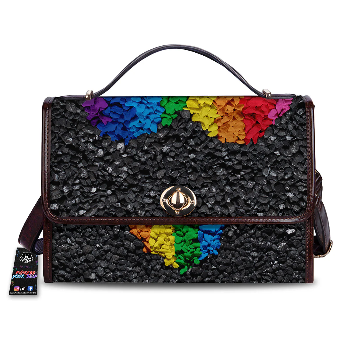Rainbow Heart Stones LGBT Pride Print Women's Satchel Bag