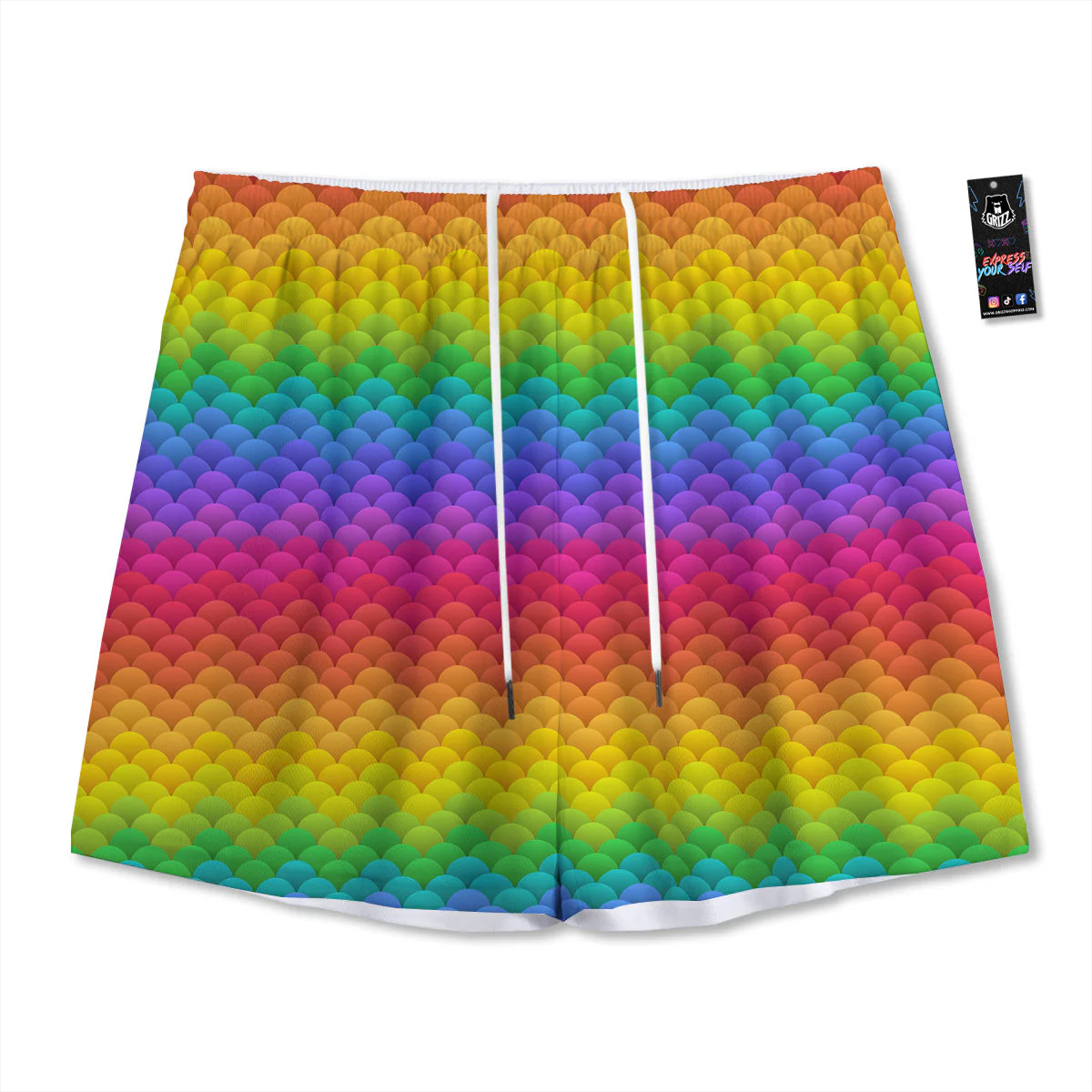 Rainbow Light Blobs Print Pattern Mesh Shorts