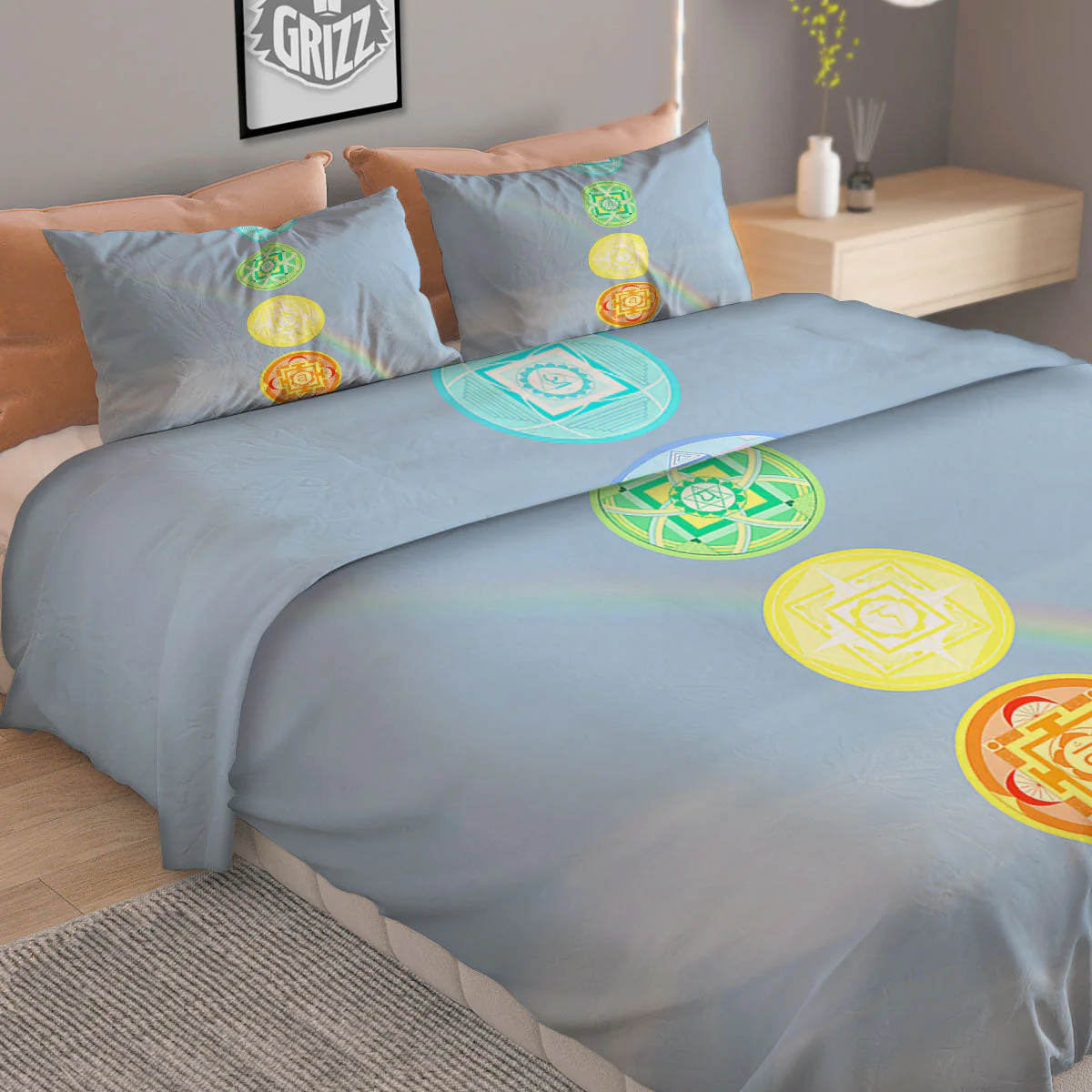 Rainbow Of Life Seven Chakras Print Duvet Cover Bedding Set - Image 2