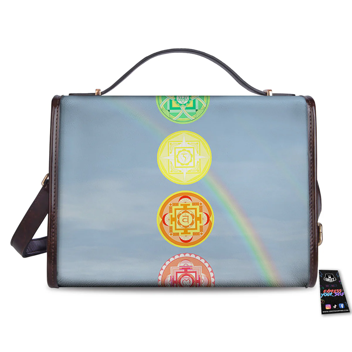 Rainbow Of Life Seven Chakras Print Women's Satchel Bag - Image 2