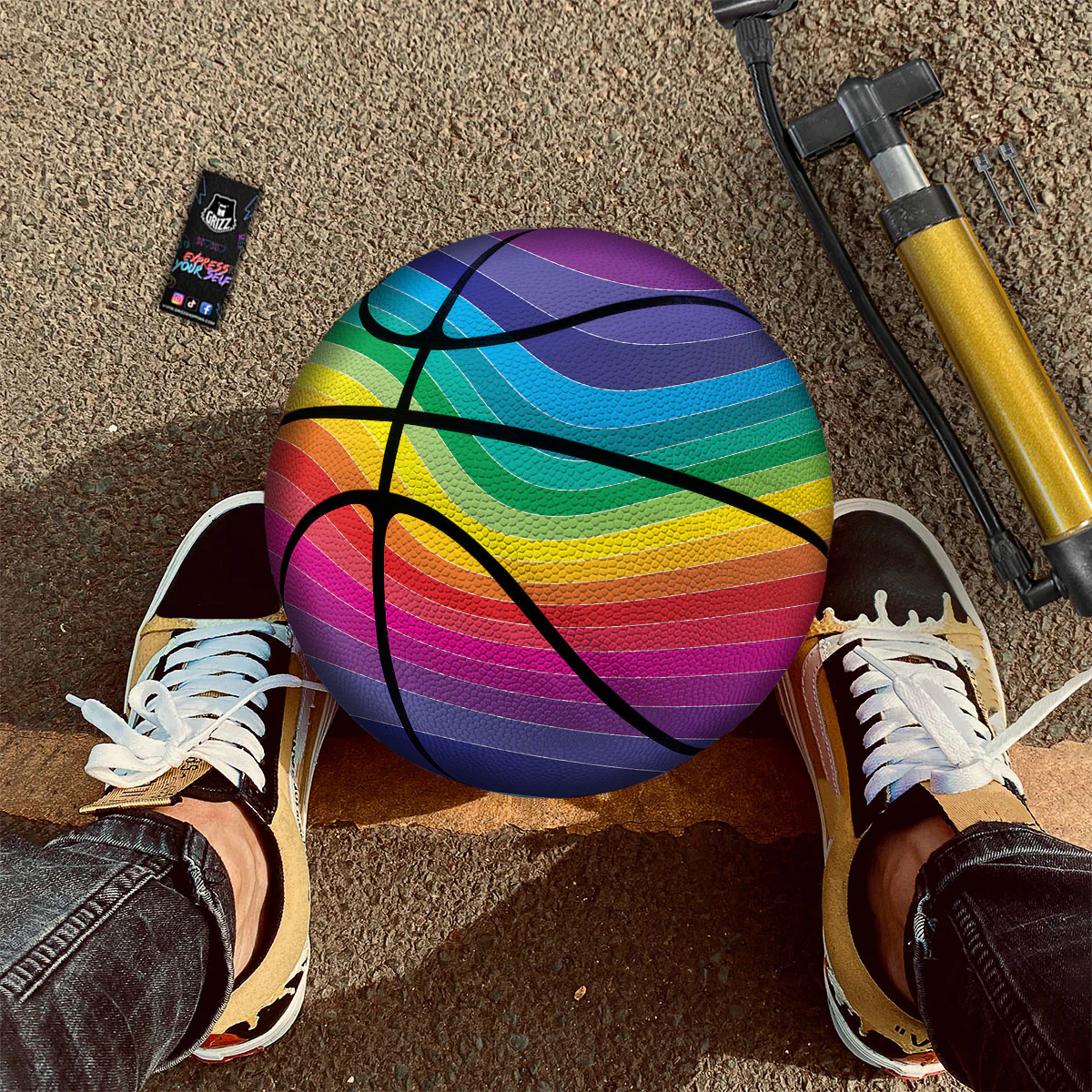 Rainbow Print Basketball - Image 2