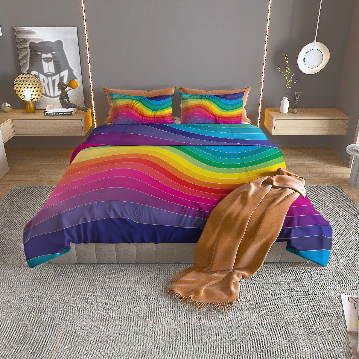 Rainbow Print Duvet Cover Bedding Set