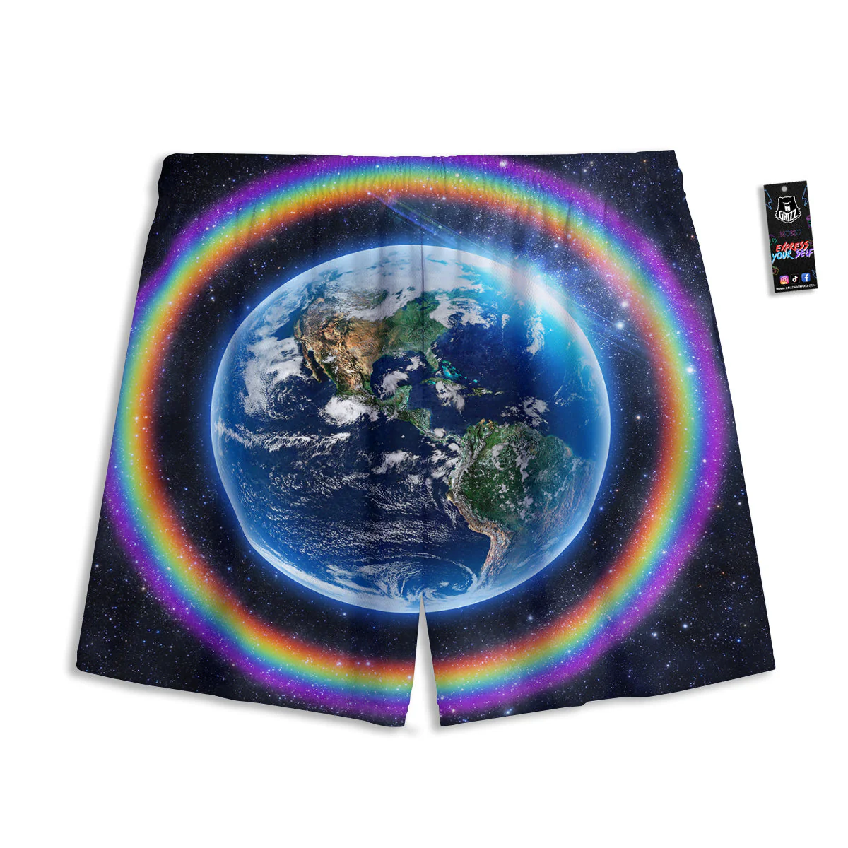 Rainbow The Earth Print Mesh Shorts - Image 2