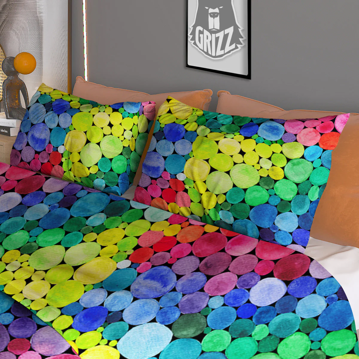 Rainbow Watercolor Print Pattern Duvet Cover Bedding Set - Image 3