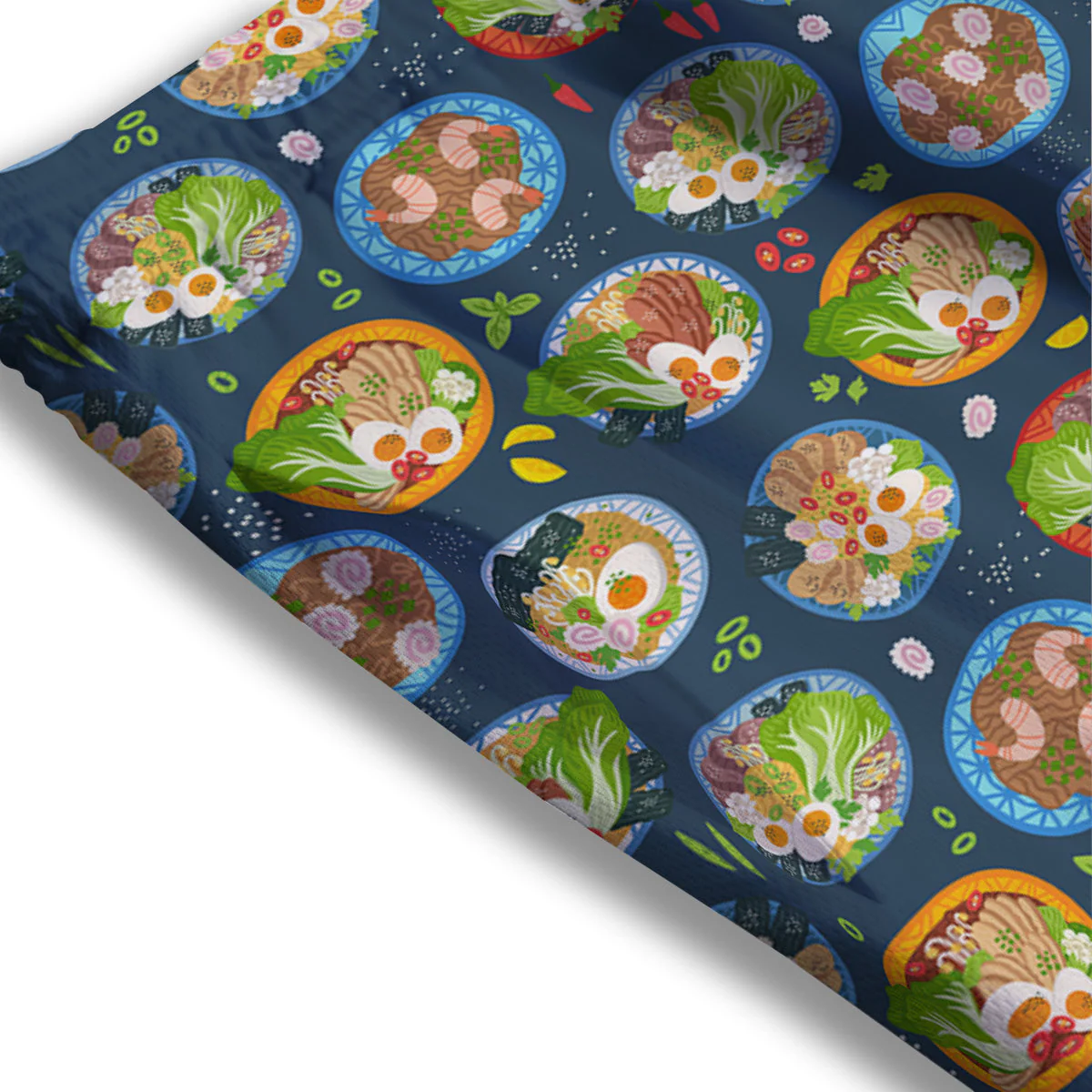 Ramen Udon Noodles In Bowl Print Pattern Mesh Shorts - Image 3