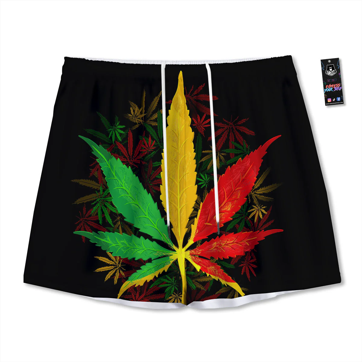 Rasta Cannabis Print Mesh Shorts