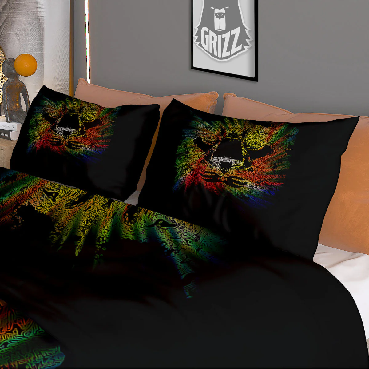 Rasta Lion Grunge Print Duvet Cover Bedding Set - Image 3