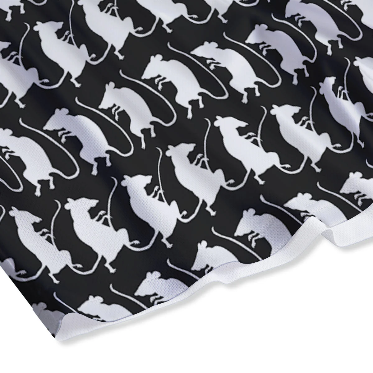 Rat White And Black Print Pattern Mesh Shorts - Image 4