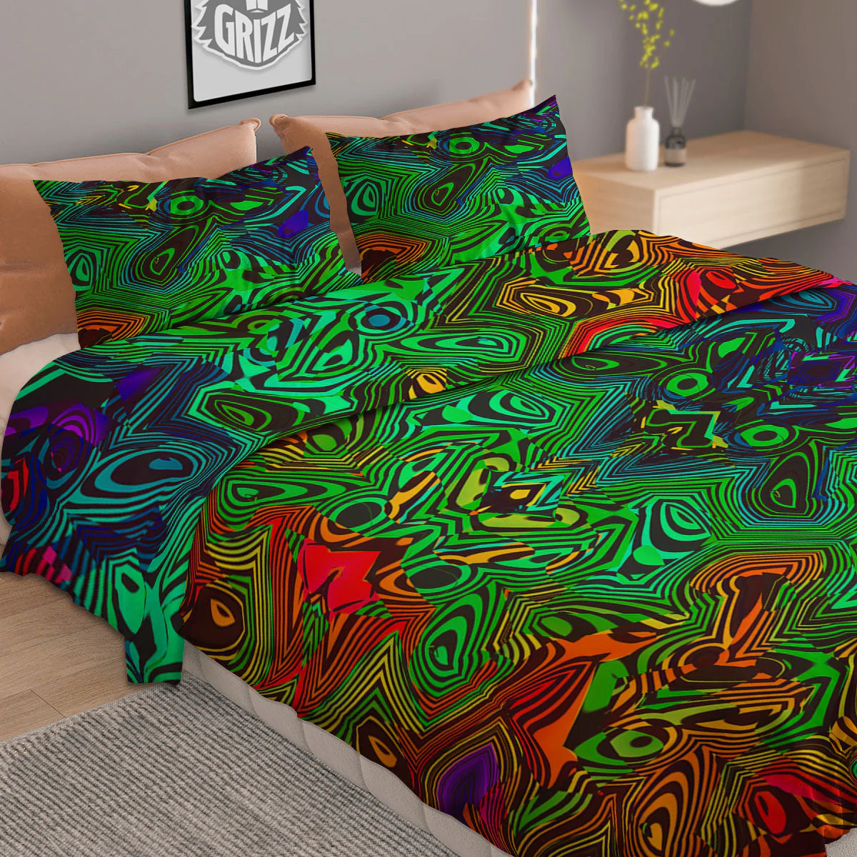 Rave Psychedelic Print Pattern Duvet Cover Bedding Set - Image 2