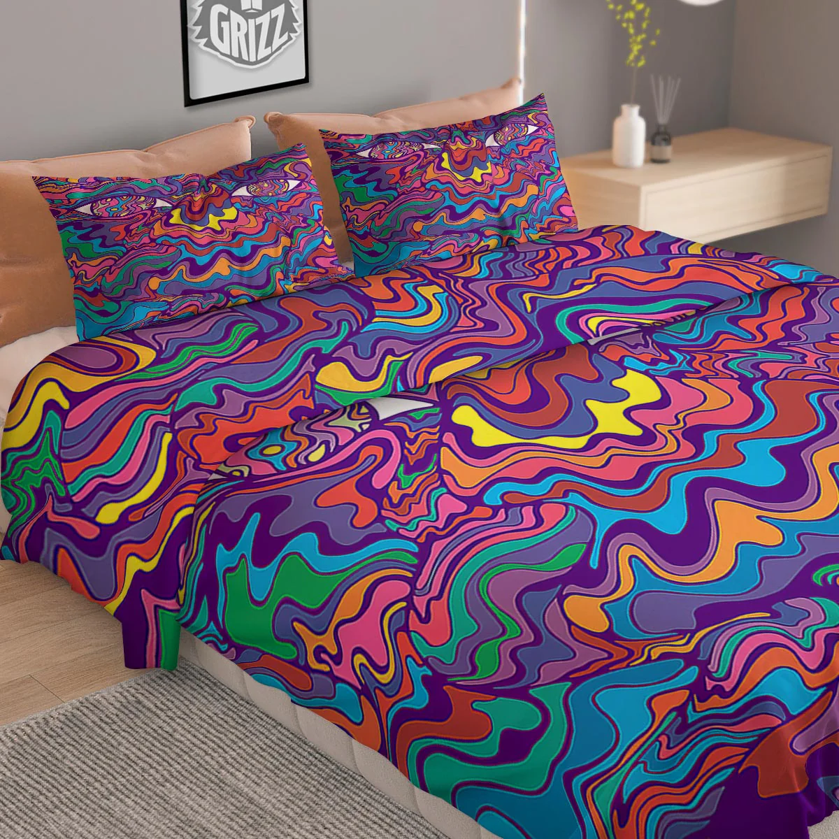Rave Trippy Print Duvet Cover Bedding Set - Image 2