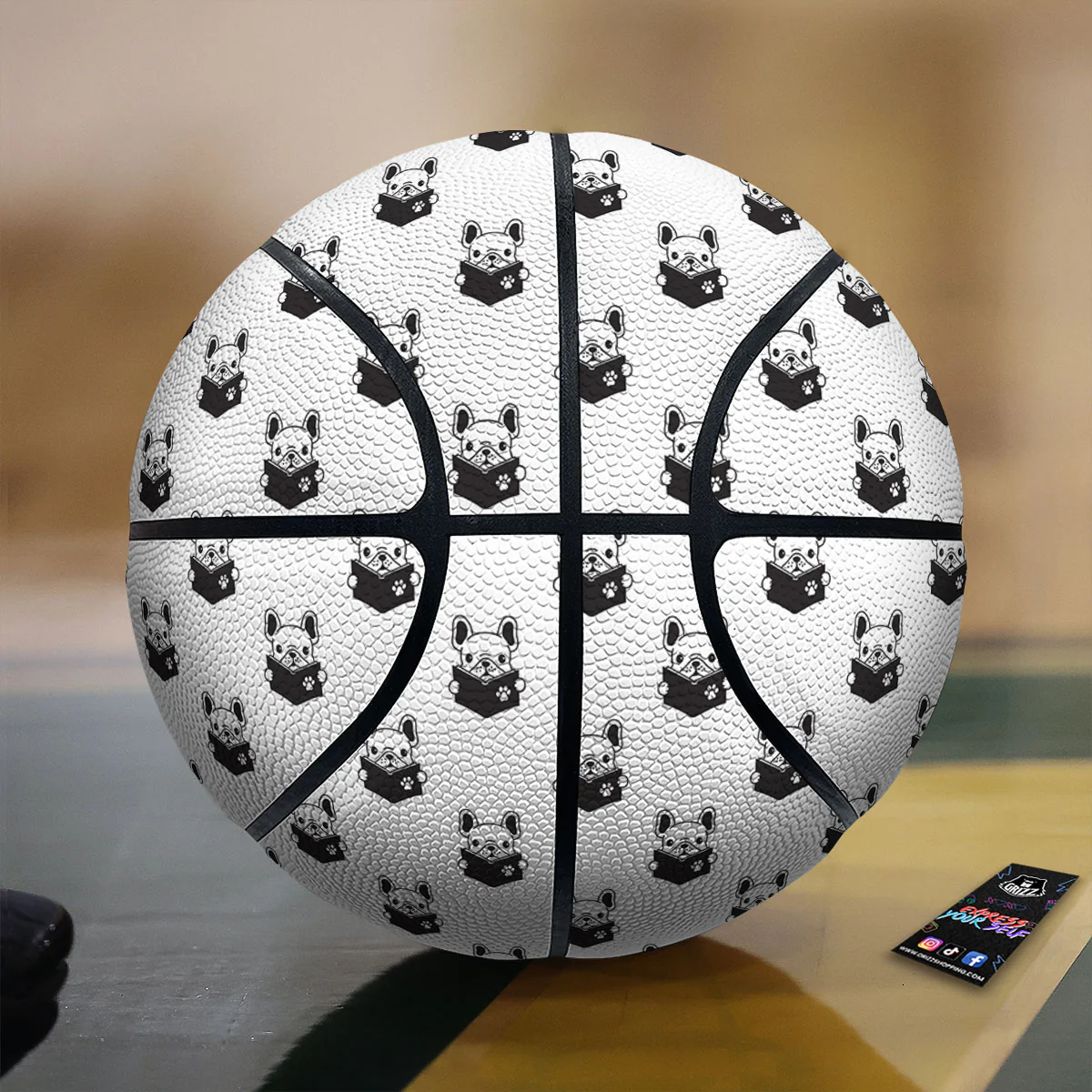 Reading Book French Bulldog Print Basketball