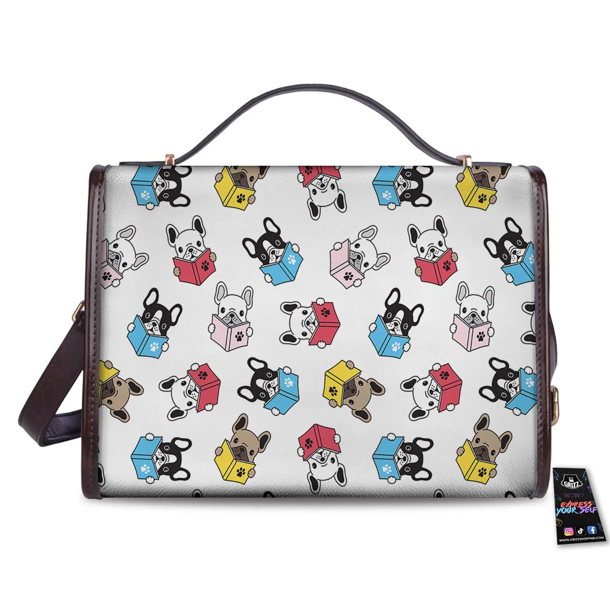 Reading Book Polar Bear Print Pattern Women's Satchel Bag - Image 2